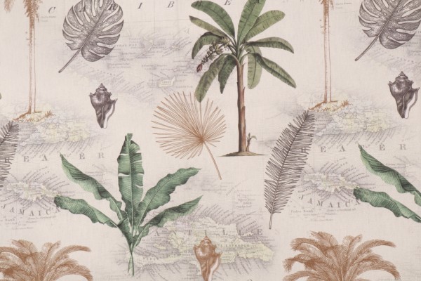 Stof Fabrics Domingo Printed Cotton Drapery Fabric in Blanc