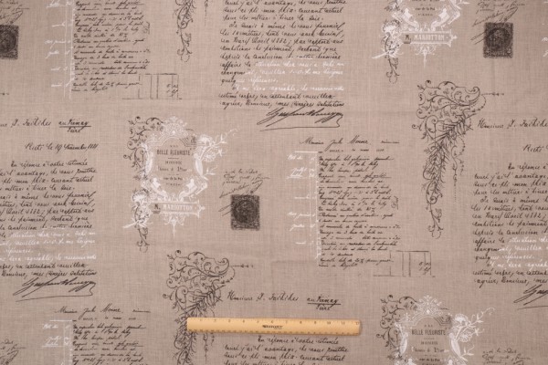 Stof Fabrics Manuscrit Printed Linen Drapery Fabric in Lin