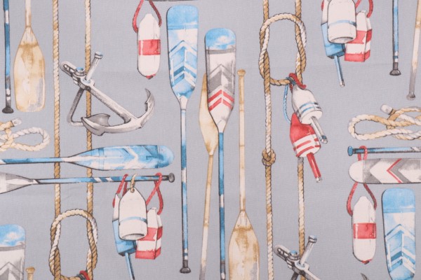 Stof France Tribord Printed Drapery Fabric in Azur