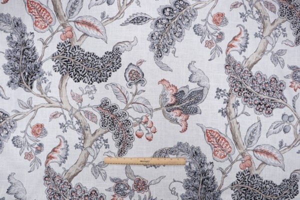 P Kaufmann Ravello Printed Linen Blend Drapery Fabric in Bittersweet