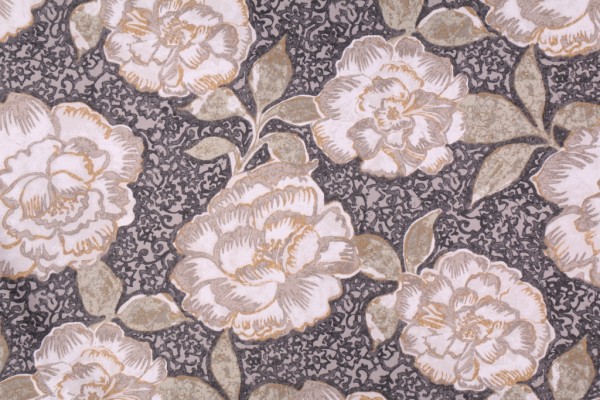 Robert Allen Peony Bowl Printed Cotton Drapery Fabric in Birch