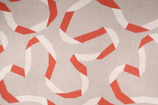 Robert Allen Dwell Studio Vento Ribbon Printed Linen Blend Drapery Fabric in Persimmon