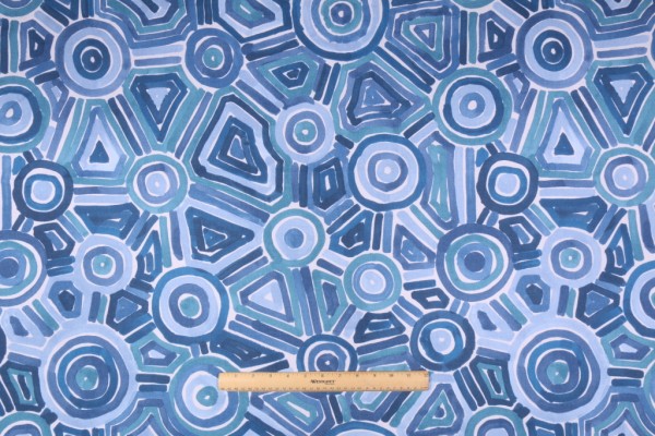 Robert Allen Songlines Printed Cotton Drapery Fabric in Lapis