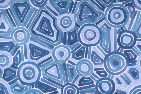 Robert Allen Songlines Printed Cotton Drapery Fabric in Lapis