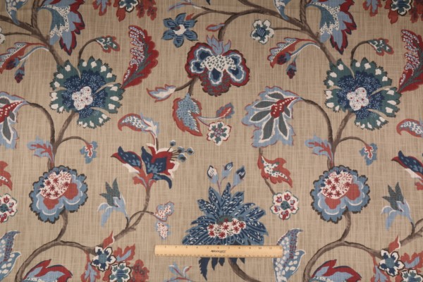 Robert Allen Bromwich Printed Cotton Drapery Fabric in Linen