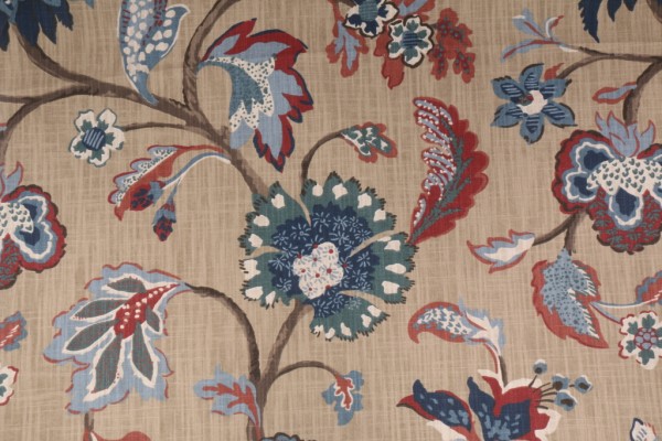 Robert Allen Bromwich Printed Cotton Drapery Fabric in Linen