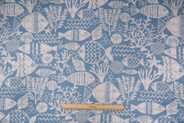 Covington Aquarium Woven Outdoor Fabric in 514 Ocean