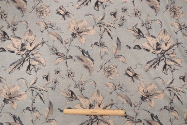 Waverly Sweet Bay Printed Linen Blend Drapery Fabric in Ink