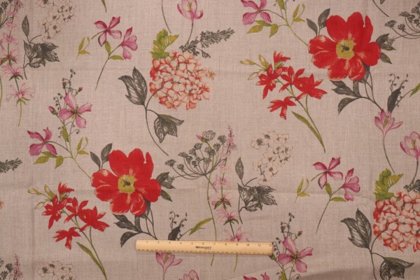Stof Fabrics Crocus Printed Linen Drapery Fabric in Rouge