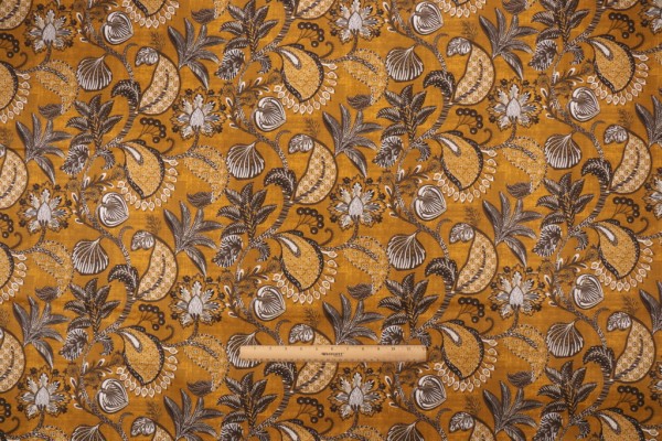 Click for 0.75 Yards Stof France Bhopal Printed Cotton Drapery Fabric in Moutarde Stof France Bhopal Printed Cotton Drapery Fabric in Moutarde