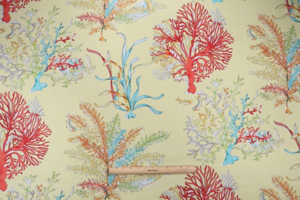 Hamilton Neptune Printed Cotton Drapery Fabric in Lemon