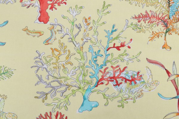 Hamilton Neptune Printed Cotton Drapery Fabric in Lemon