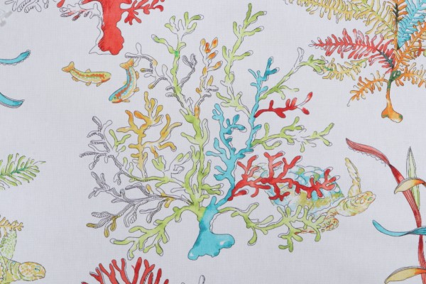 Hamilton Neptune Printed Cotton Drapery Fabric in Natural