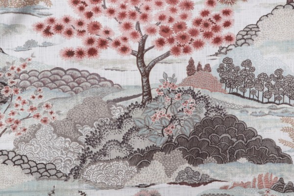 Mill Creek Yuhua-Marvy Printed Cotton Drapery Fabric in Rosemist