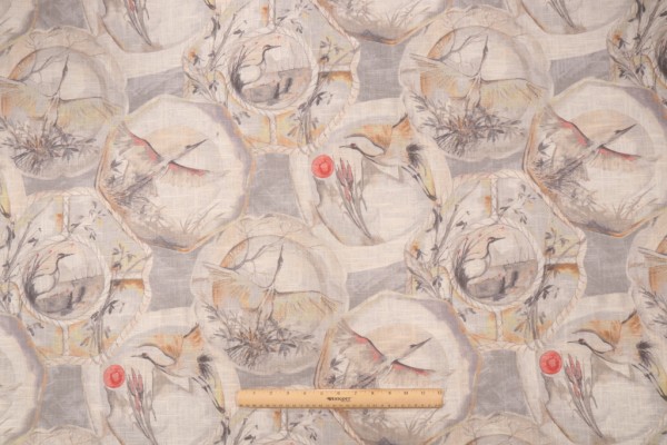 Hamilton Mushu Printed Linen Blend Drapery Fabric in Natural