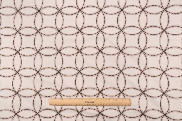 Valiant Fabrics Karma Embroidered Drapery Fabric in White