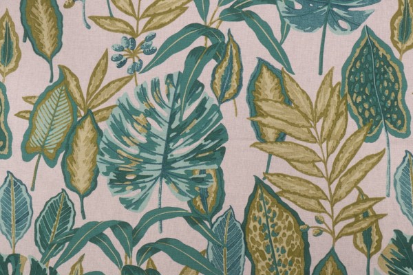 Stof France Polynesie Toile Savoie Printed Drapery Fabric in Vert