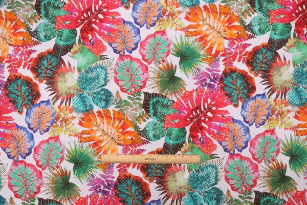 Stof France Jarina Printed Cotton Drapery Fabric in Blanc