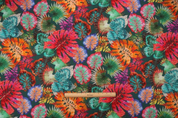 Stof France Jarina Printed Cotton Drapery Fabric in Vert