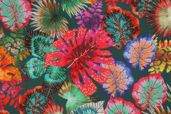 Stof France Jarina Printed Cotton Drapery Fabric in Vert