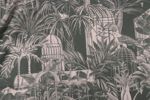 Stof France Cervara Toile Savoie Printed Drapery Fabric in Vert