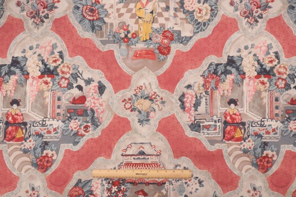 Click for 1.25 Yards P Kaufmann Teahouse Toile Printed Cotton Twill Drapery Fabric in Scarlet P Kaufmann Teahouse Toile Printed Cotton Twill Drapery Fabric in Scarlet