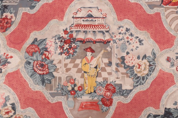 Click for 1.25 Yards P Kaufmann Teahouse Toile Printed Cotton Twill Drapery Fabric in Scarlet P Kaufmann Teahouse Toile Printed Cotton Twill Drapery Fabric in Scarlet