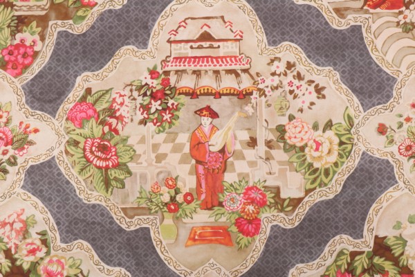 Kaufmann Teahouse Toile Printed Cotton Twill Drapery Fabric in Raven