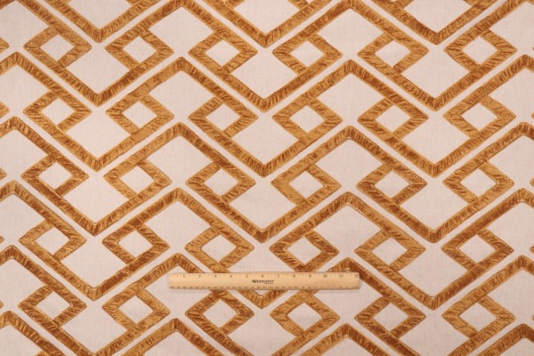 Click for 1.63 Yards P Kaufmann Accolade Embroidered Drapery Fabric in Amber P Kaufmann Accolade Embroidered Drapery Fabric in Amber