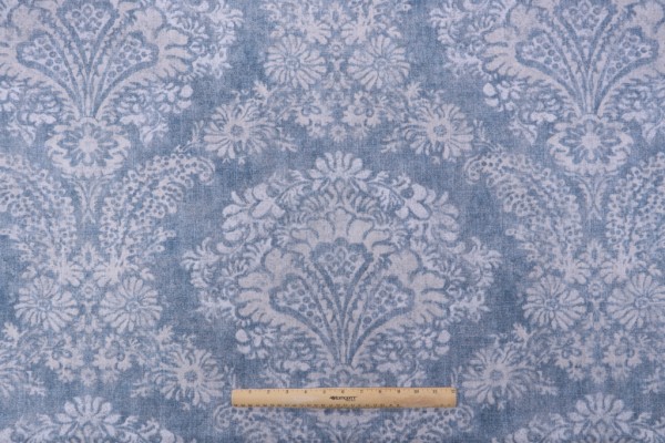 Magnolia Home Hamilton Printed Cotton Drapery Fabric in Denim