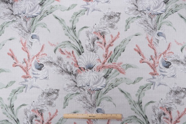 P Kaufmann Tarramar Printed Cotton Twill Drapery Fabric in Coral