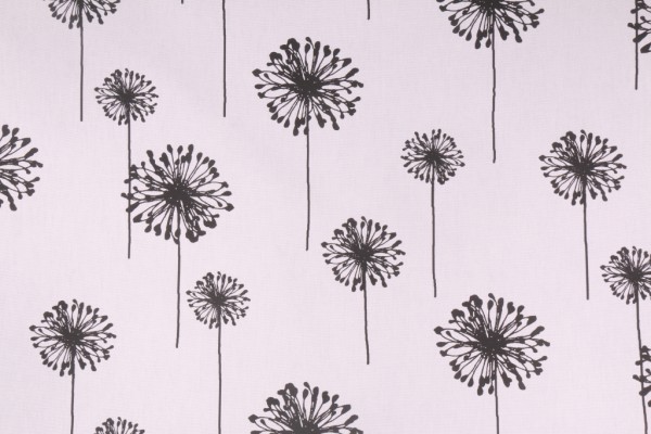 Click for 4 Yards Premier Prints Dandelion Printed Cotton Drapery Fabric in Black White Premier Prints Dandelion Printed Cotton Drapery Fabric in Black White
