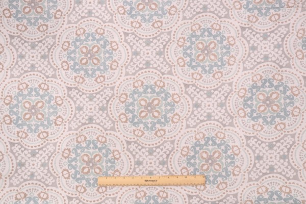 Waverly Astrid Printed Cotton Drapery Fabric in Spa