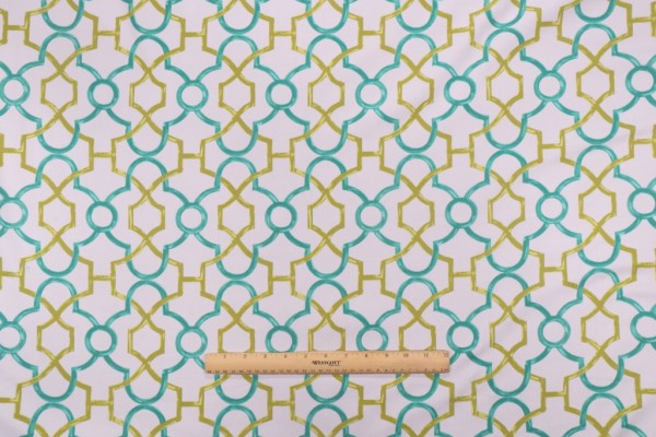 Covington Integra Printed Cotton Twill Drapery Fabric in Seagrass