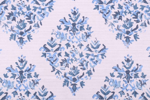 Lacefield Blythe-White Flax Printed Cotton Drapery Fabric in Pacific