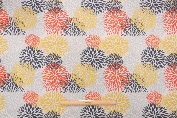 Premier Prints Blooms Printed Polyester Outdoor Fabric in Pearla