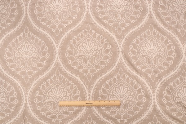 Valiant Fabrics State Embroidered Drapery Fabric in Linen