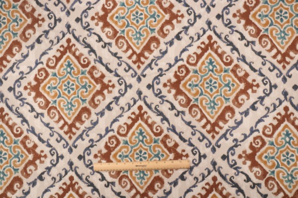 Covington Feabhra Printed Cotton Drapery Fabric in 608-Saddle
