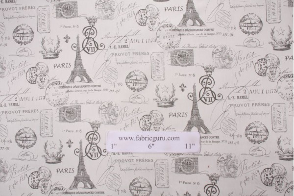 Premier Prints French Stamp Twill Printed Cotton Drapery Fabric in Sherbet Gray