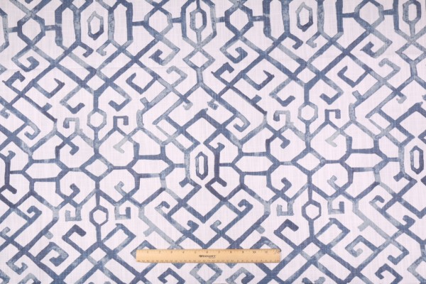 Premier Prints Jing Slub Canvas Printed Cotton Drapery Fabric in Regal Blue