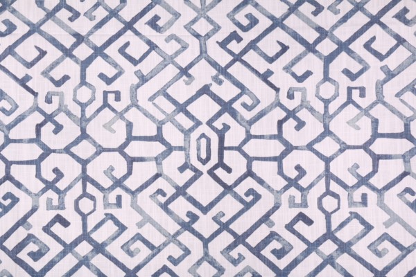 Premier Prints Jing Slub Canvas Printed Cotton Drapery Fabric in Regal Blue