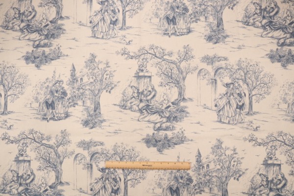 Click for 3.63 Yards Stof Fabrics Galanterie Printed Cotton Drapery Fabric in Bleu Stof Fabrics Galanterie Printed Cotton Drapery Fabric in Bleu