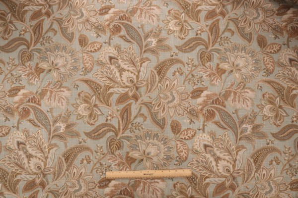 Click for 1.13 Yards Mill Creek Floral Printed Latex Backed Linen Blend Drapery Fabric in Spa Mill Creek Floral Printed Latex Backed Linen Blend Drapery Fabric in Spa