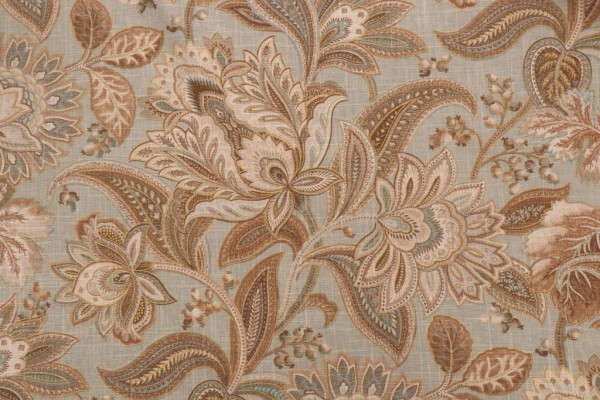 Click for 1.13 Yards Mill Creek Floral Printed Latex Backed Linen Blend Drapery Fabric in Spa Mill Creek Floral Printed Latex Backed Linen Blend Drapery Fabric in Spa