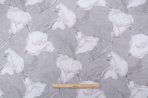 Magnolia Home Calla Printed Cotton Drapery Fabric in Dove