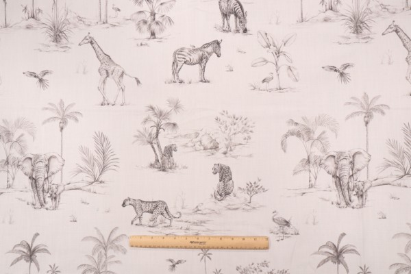 Covington Jumanji Printed Cotton Drapery Fabric in 904-Ebony