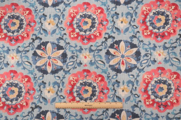 PK Lifestyles Soumak Suzani Printed Cotton Drapery Fabric in Byzantine