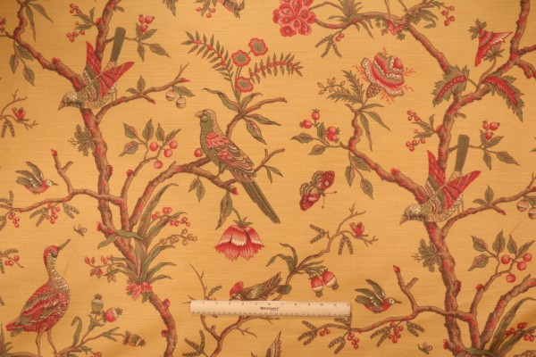 Thibaut Chaillot F97107 Printed Linen Blend Drapery Fabric in Spice