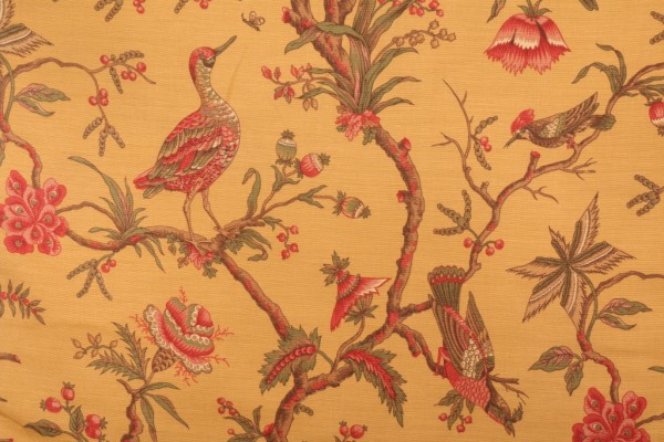 Thibaut Chaillot F97107 Printed Linen Blend Drapery Fabric in Spice