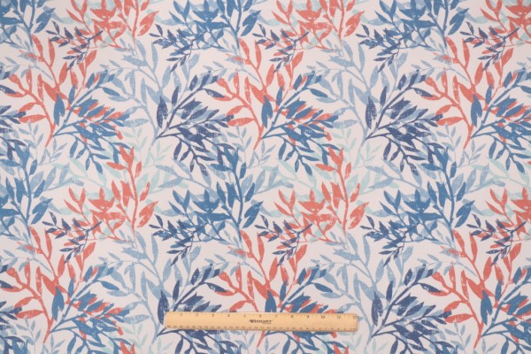 PK Lifestyles Sea Branches Printed Polyester Outdoor Fabric in Carib